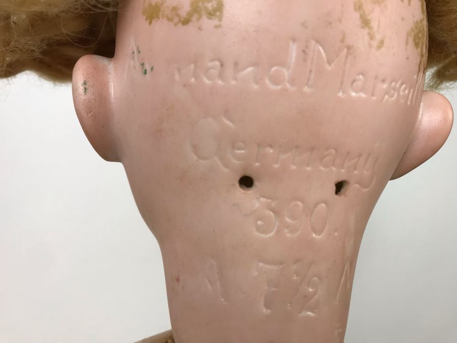 Vintage 24' Armand Marseille German Doll With Stand (C), Armand Marseille German Doll Head (R), E&S German Doll With Stand W/O Arms (L), Heubach Koppelsdorf German Doll Head (C) [Photo 13]