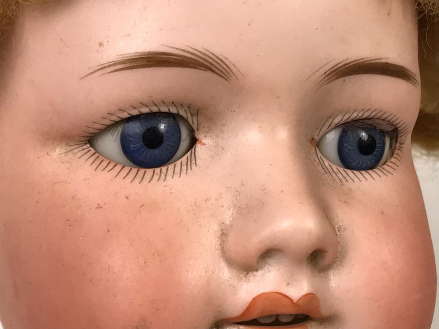 Vintage 24' Armand Marseille German Doll With Stand (C), Armand Marseille German Doll Head (R), E&S German Doll With Stand W/O Arms (L), Heubach Koppelsdorf German Doll Head (C) [Photo 9]