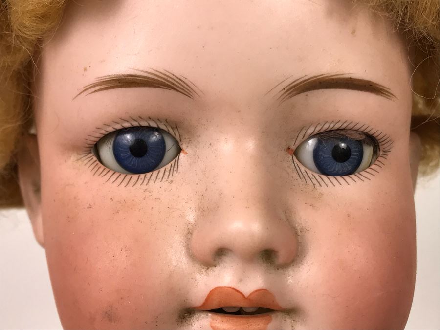 Vintage 24' Armand Marseille German Doll With Stand (C), Armand Marseille German Doll Head (R), E&S German Doll With Stand W/O Arms (L), Heubach Koppelsdorf German Doll Head (C) [Photo 7]