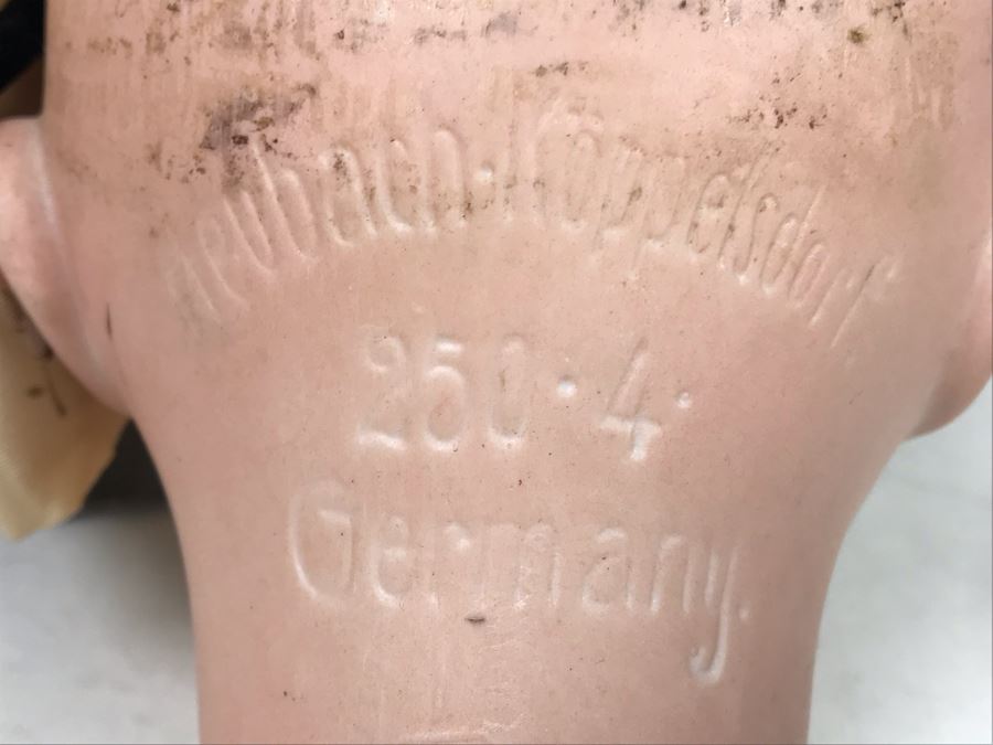 Vintage 24' Armand Marseille German Doll With Stand (C), Armand Marseille German Doll Head (R), E&S German Doll With Stand W/O Arms (L), Heubach Koppelsdorf German Doll Head (C) [Photo 24]