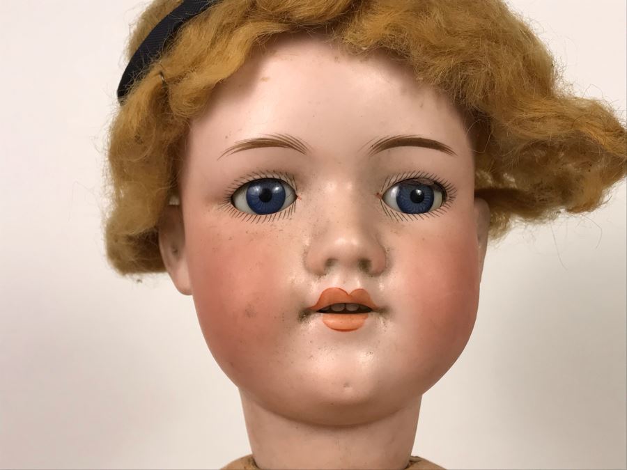 Vintage 24' Armand Marseille German Doll With Stand (C), Armand Marseille German Doll Head (R), E&S German Doll With Stand W/O Arms (L), Heubach Koppelsdorf German Doll Head (C) [Photo 6]