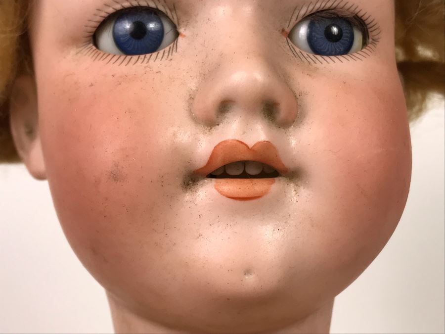 Vintage 24' Armand Marseille German Doll With Stand (C), Armand Marseille German Doll Head (R), E&S German Doll With Stand W/O Arms (L), Heubach Koppelsdorf German Doll Head (C) [Photo 8]