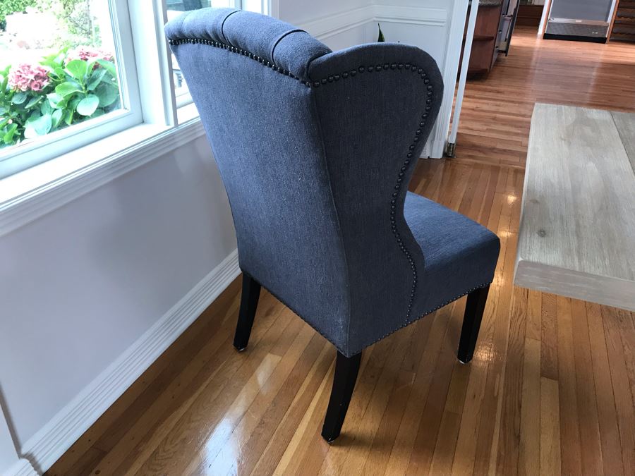 Orient Express Traditions Wooden Hudson Ext Dining Table With (6) Tufted Dining Chairs And (2) Blue Wingback Tufted Chairs 110.5L X 39.5W X 30.5H (W/O Leaves 62.5L) - See Photos [Photo 19]