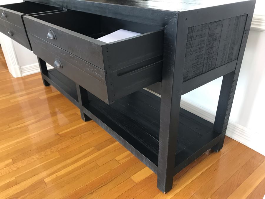 Wooden Console Entry Table In Black With 2-Drawers 60W X 18D X 30H [Photo 7]