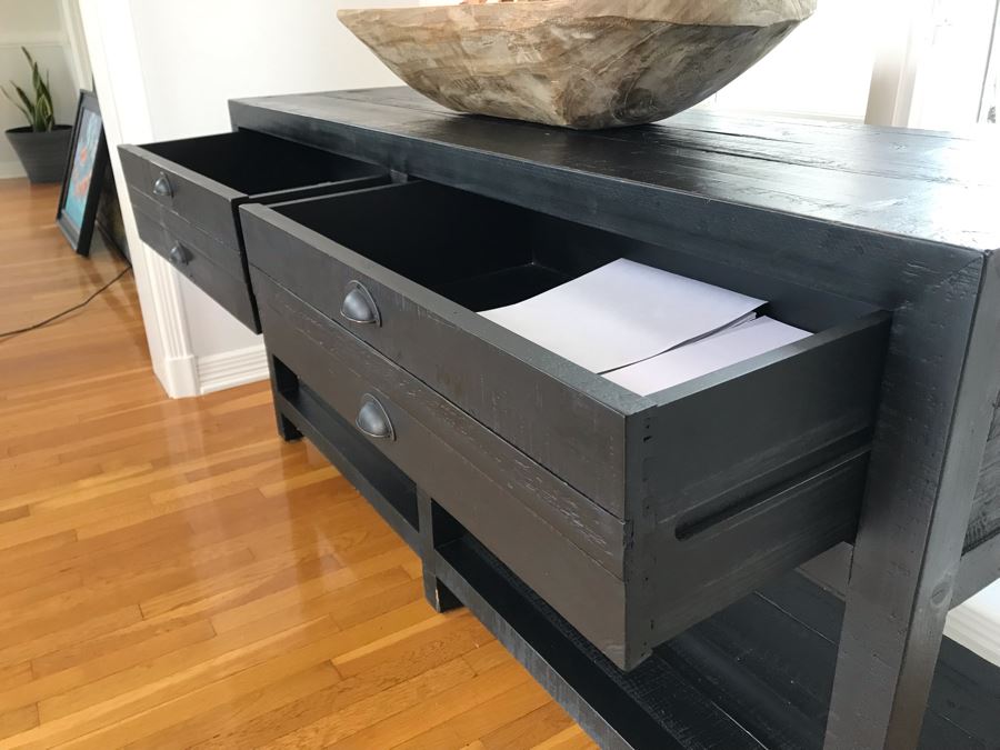 Wooden Console Entry Table In Black With 2-Drawers 60W X 18D X 30H [Photo 6]