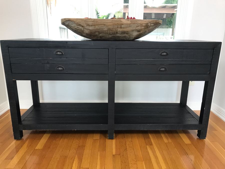 Wooden Console Entry Table In Black With 2-Drawers 60W X 18D X 30H [Photo 2]