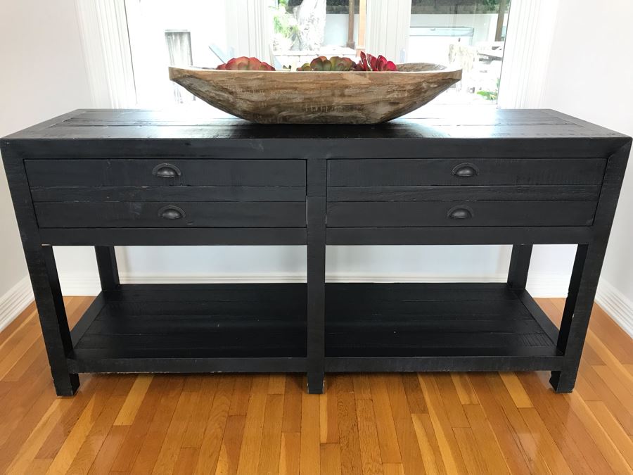 Wooden Console Entry Table In Black With 2-Drawers 60W X 18D X 30H [Photo 3]