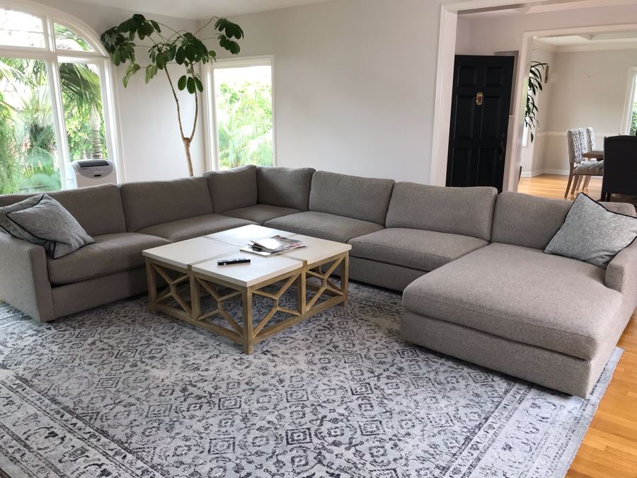 Room And Board Linger Sectional With Chaise Down Blend Sofa With Throw Pillows Retails $6,800 dallas cowboys leather dog collar