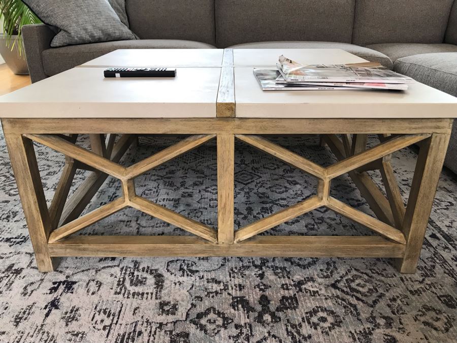 Wood And Marble Coffee Table By The Uttermost Co 40 X 40 X 18 [Photo 2]