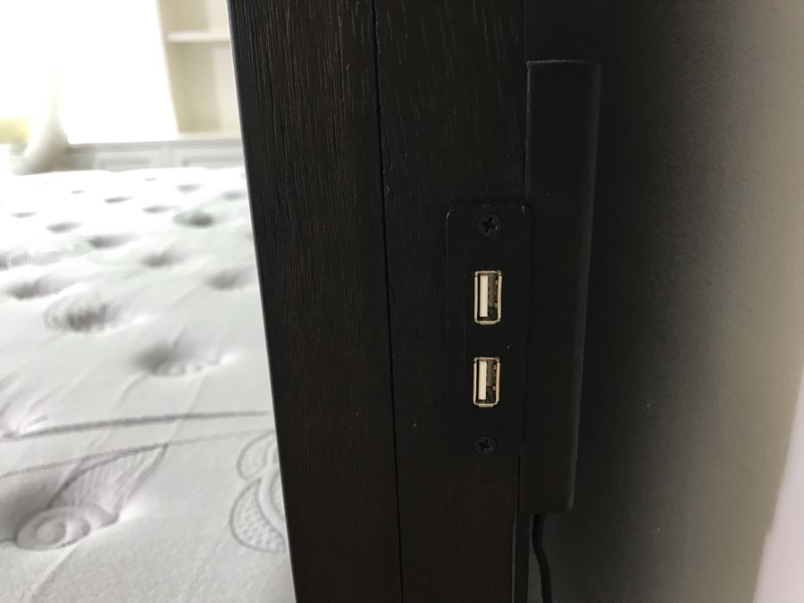 Aspenhome Black Wooden Bed With Mattress And Box Spring 80 X 76 - USB Ports On Both Sides Of Headboard [Photo 8]