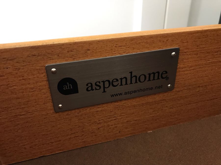 Pair Of Aspenhome Front Street Black Wooden Nightstands With Metal Pulls 22W X 16.5D X 22.5H Retails For $1,140 [Photo 5]