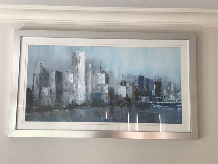 Modernist Impressionist Cityscape Skyline Print In Silvered Frame [Photo 2]