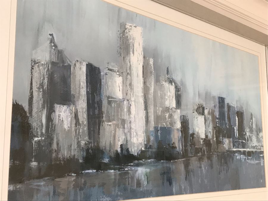 Modernist Impressionist Cityscape Skyline Print In Silvered Frame [Photo 5]