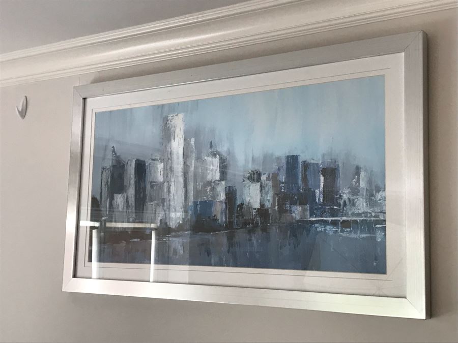 Modernist Impressionist Cityscape Skyline Print In Silvered Frame [Photo 4]