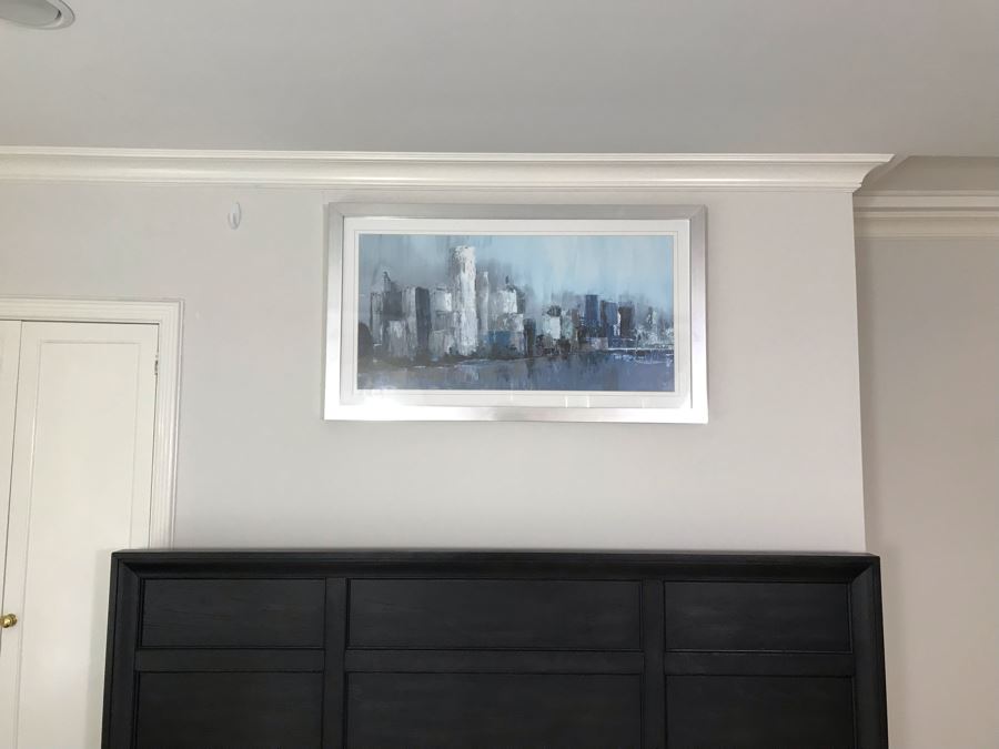 Modernist Impressionist Cityscape Skyline Print In Silvered Frame [Photo 3]