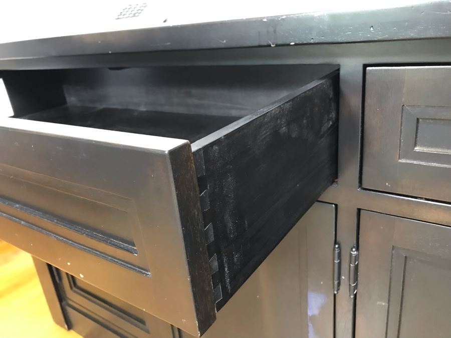 Restoration Hardware Black Wooden Credenza Cabinet 72W X 21D X 31H [Photo 9]