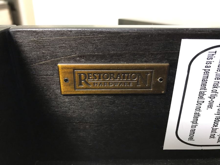 Restoration Hardware Black Wooden Credenza Cabinet 72W X 21D X 31H [Photo 8]