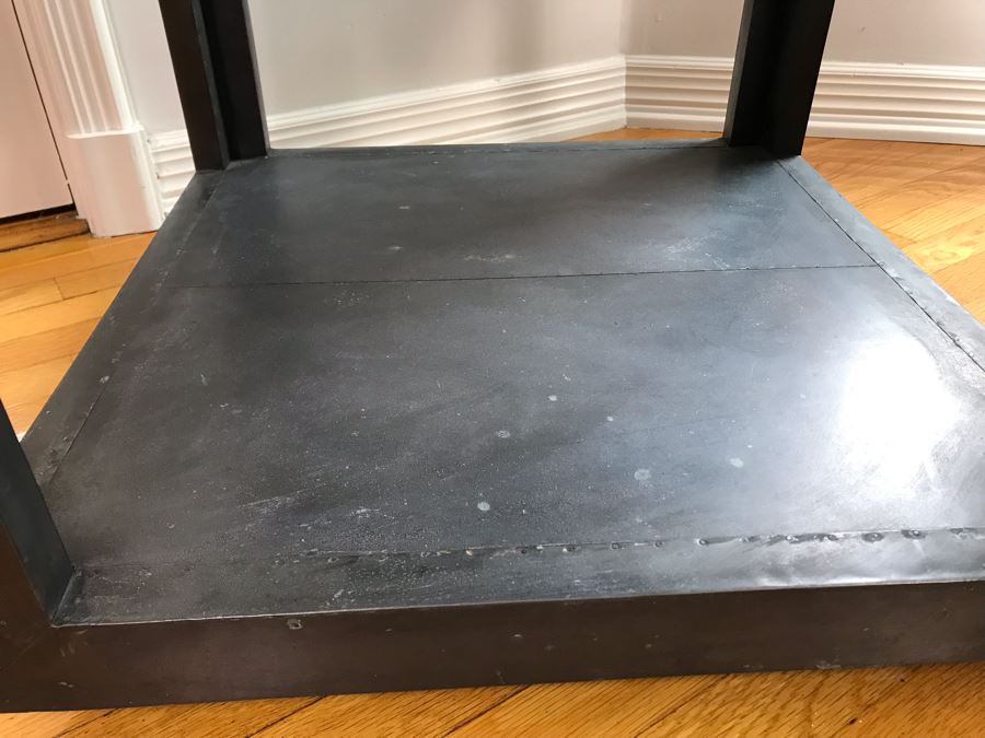 Restoration Hardware La Salle Metal-Wrapped Side Table With Decorative Vase 22 X 22 X 23H [Photo 5]