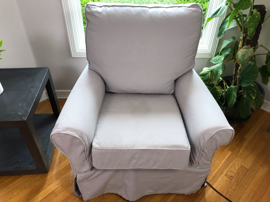 Pottery Barn Swivel Rocker Armchair With Slipcover [Photo 4]