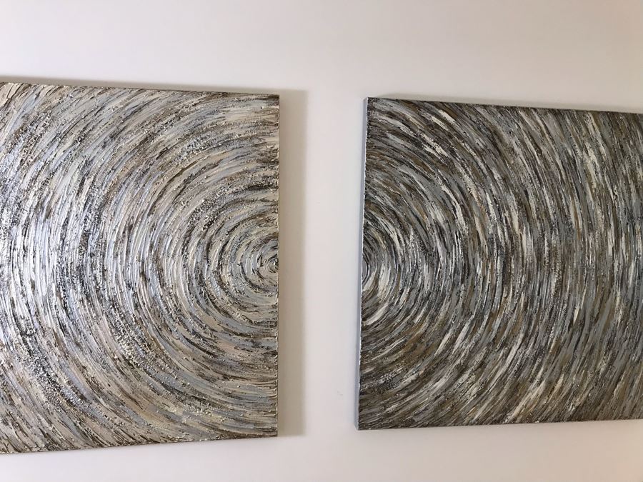 Pair Of Canvas Swirl Circle Prints 40 X 40 Each [Photo 3]