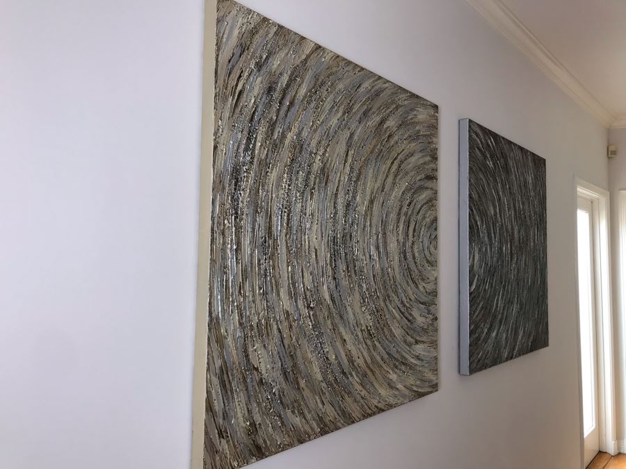 Pair Of Canvas Swirl Circle Prints 40 X 40 Each [Photo 10]