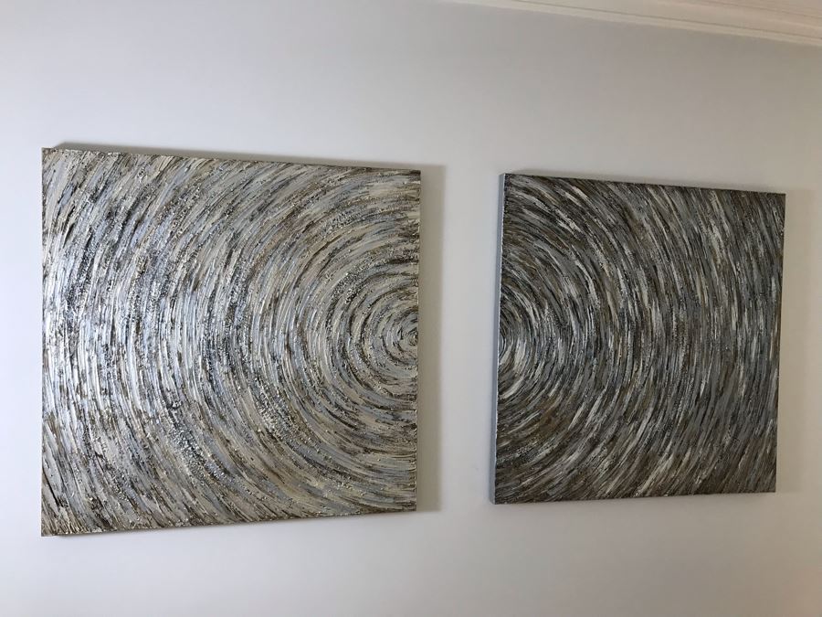 Pair Of Canvas Swirl Circle Prints 40 X 40 Each [Photo 2]