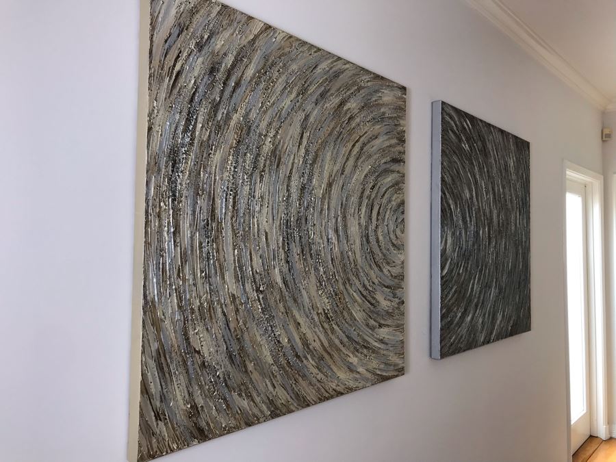 Pair Of Canvas Swirl Circle Prints 40 X 40 Each [Photo 9]