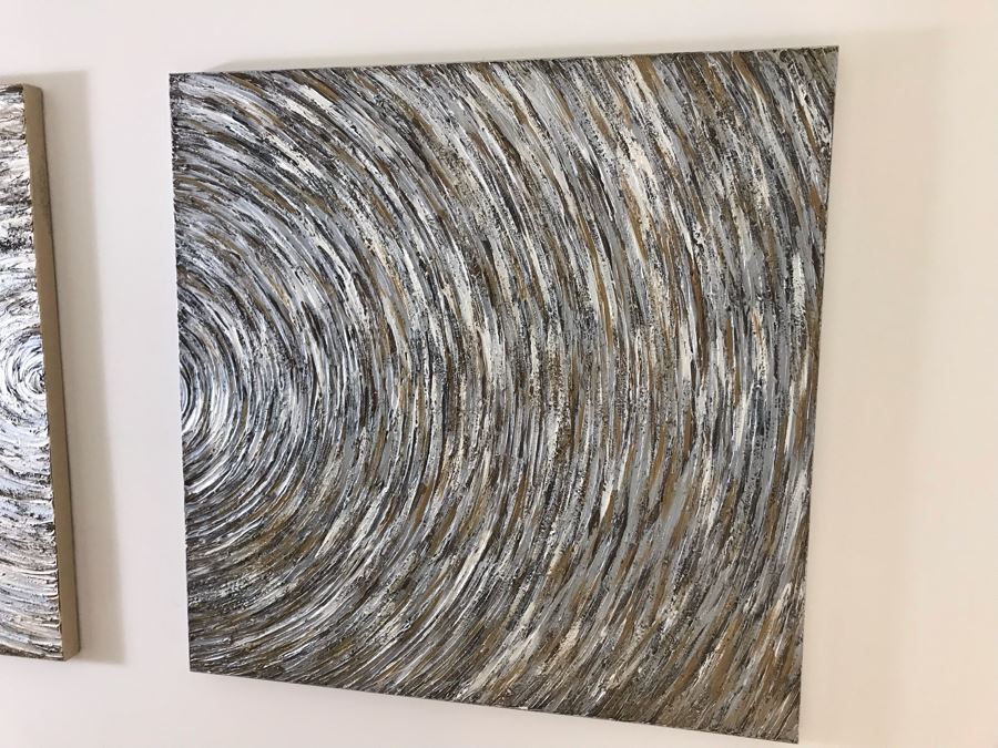Pair Of Canvas Swirl Circle Prints 40 X 40 Each [Photo 5]