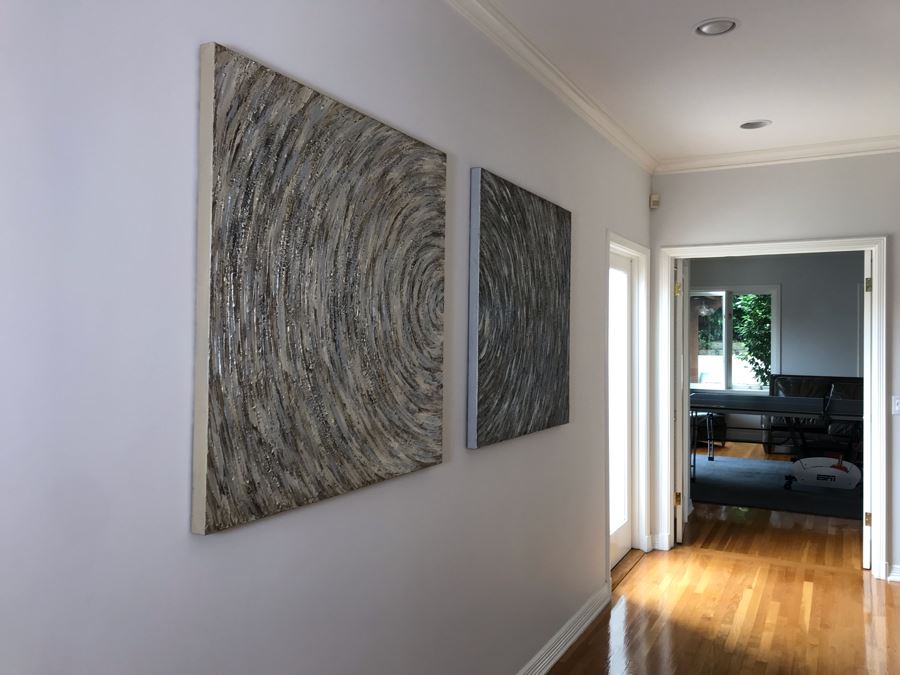 Pair Of Canvas Swirl Circle Prints 40 X 40 Each [Photo 11]