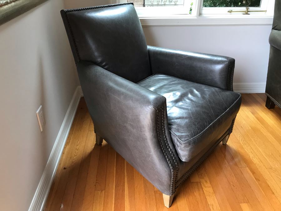 Restoration Hardware Leather Armchair With Nailheads 30W X 30D X 32H [Photo 5]