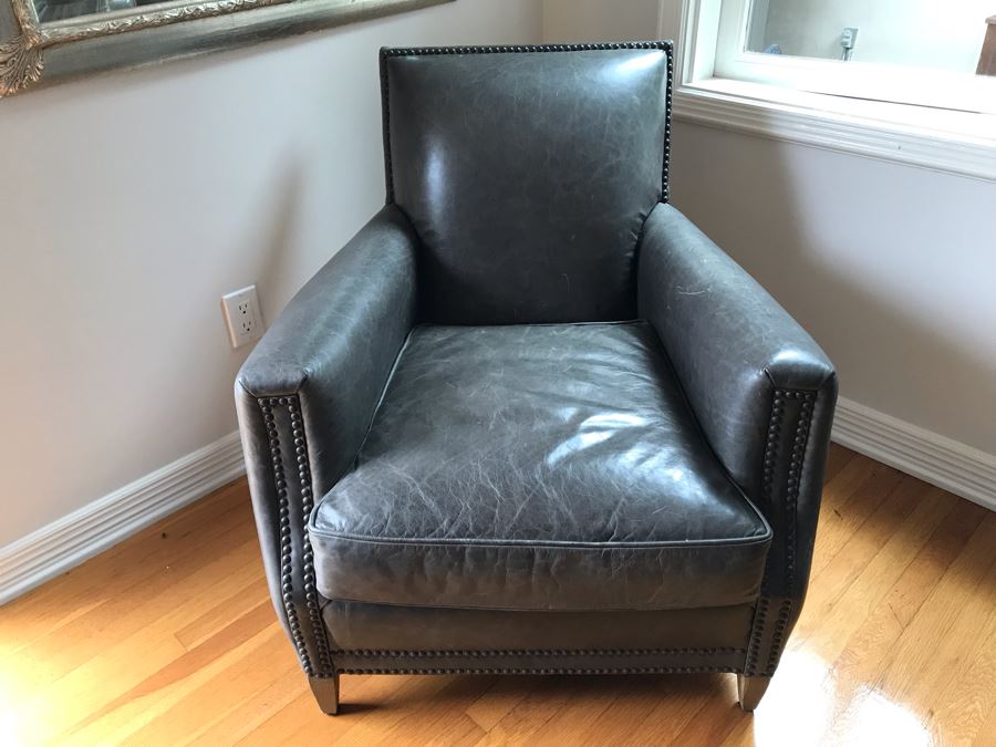 Restoration Hardware Leather Armchair With Nailheads 30W X 30D X 32H [Photo 3]