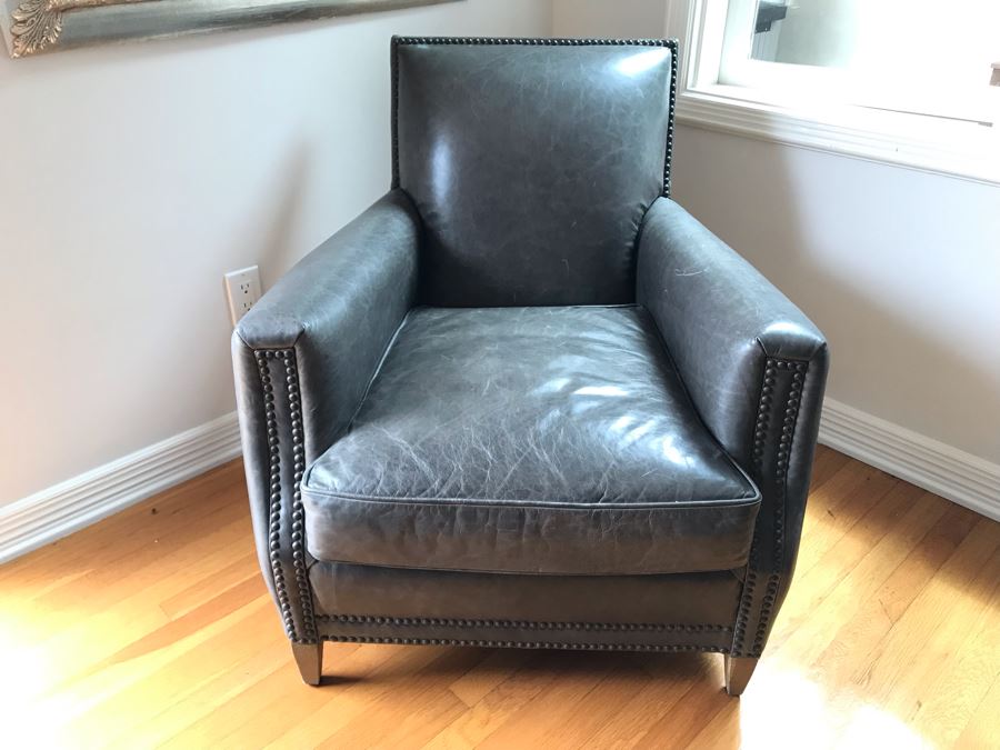 Restoration Hardware Leather Armchair With Nailheads 30W X 30D X 32H [Photo 1]