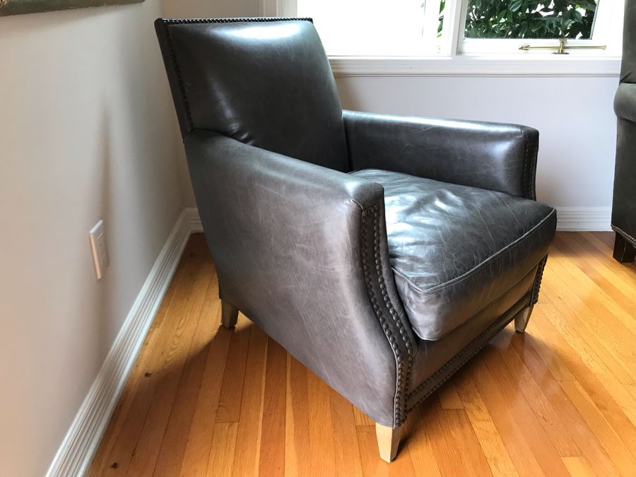 Restoration Hardware Leather Armchair With Nailheads 30W X 30D X 32H [Photo 4]