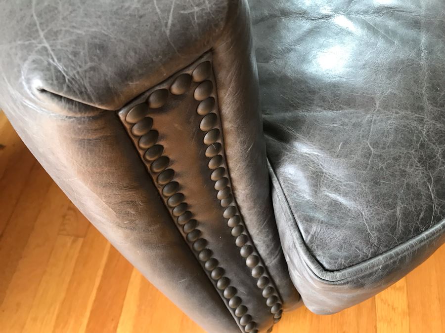 Restoration Hardware Leather Armchair With Nailheads 30W X 30D X 32H [Photo 7]