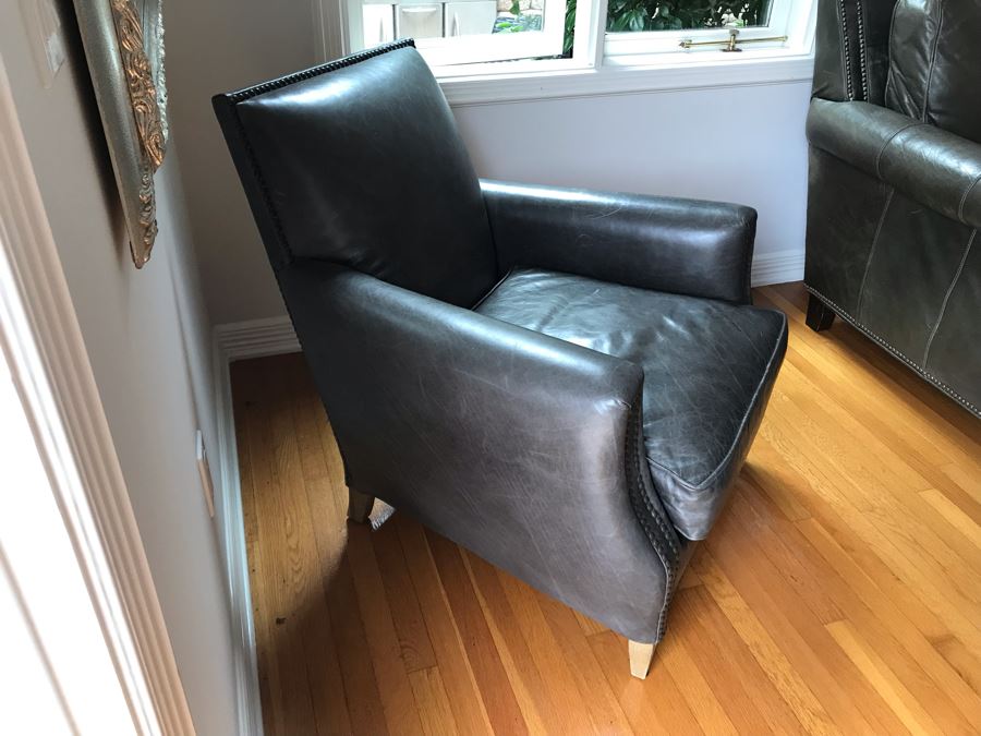 Restoration Hardware Leather Armchair With Nailheads 30W X 30D X 32H [Photo 6]