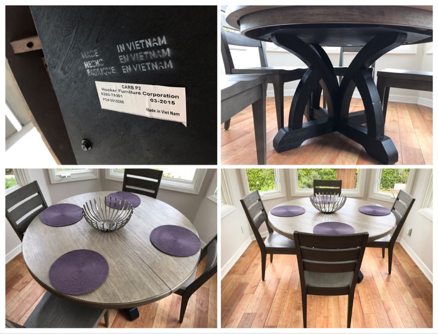 Hooker Furniture Round Dining Table With (4) Chairs, (4) Mats And Metal Centerpiece 54D X 31H [Photo 14]