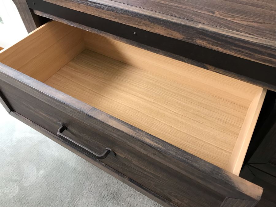 Bedroom Set: Dresser With Mirror 58W X 16D X 36H, Pair Of Nightstands 24W X 16D X 25H And King Size Bed, Mattress And Box Spring - Note This Set Is Pressboard Furniture And Not Solid Wood [Photo 4]