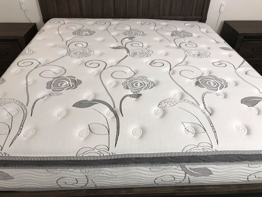 Bedroom Set: Dresser With Mirror 58W X 16D X 36H, Pair Of Nightstands 24W X 16D X 25H And King Size Bed, Mattress And Box Spring - Note This Set Is Pressboard Furniture And Not Solid Wood [Photo 13]