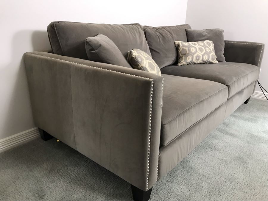 Sofa With Nailheads And (4) Throw Pillows 80W X 43D X 35H [Photo 5]