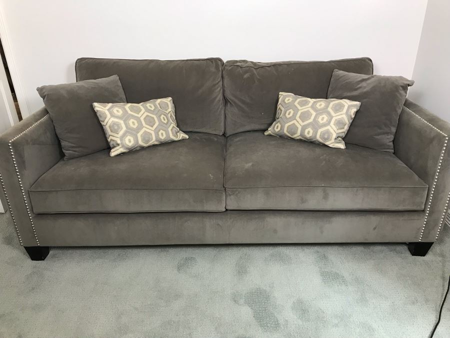 Sofa With Nailheads And (4) Throw Pillows 80W X 43D X 35H [Photo 3]