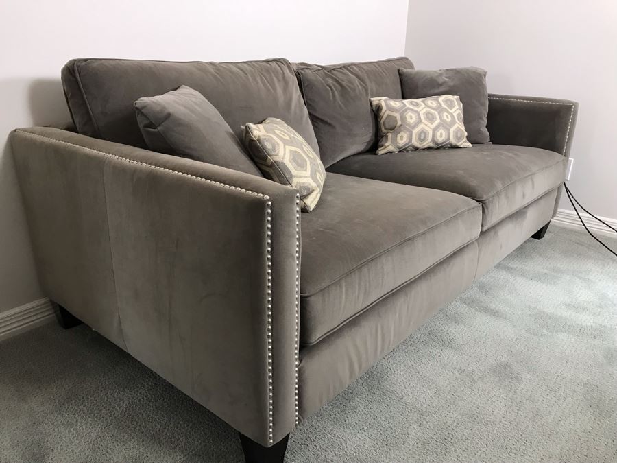 Sofa With Nailheads And (4) Throw Pillows 80W X 43D X 35H [Photo 4]