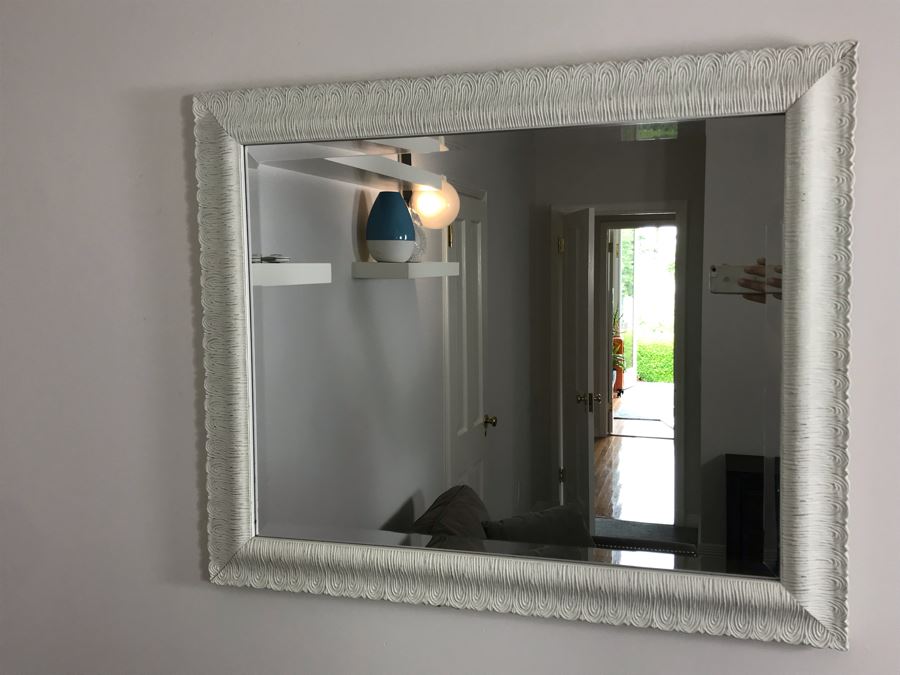 White Beveled Glass Wall Mirror 34 X 28 [Photo 2]