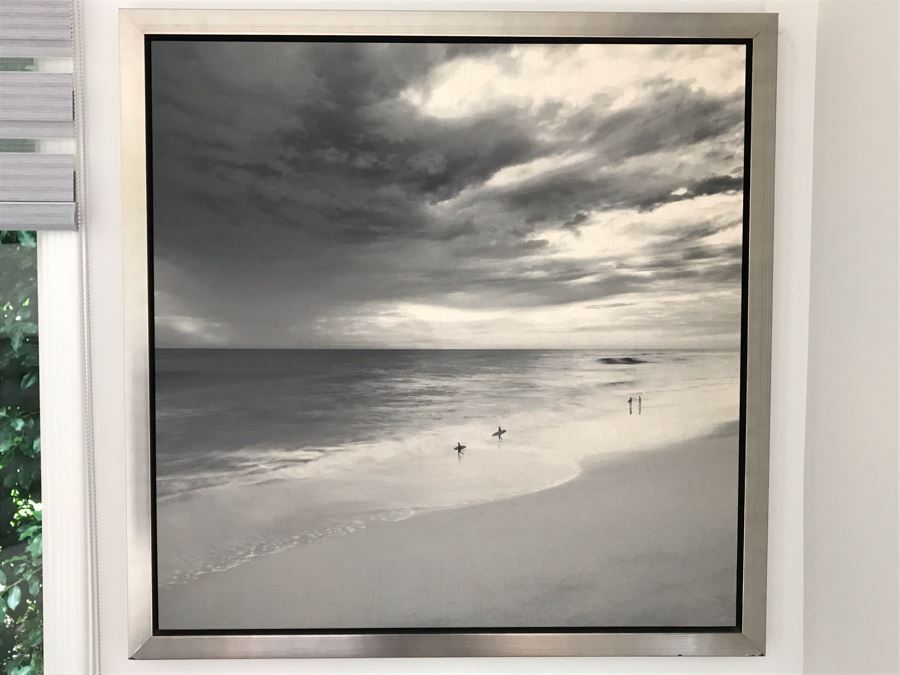 Surfers Before The Storm Canvas Print With Silvered Wooden Frame 40 X 40 [Photo 1]