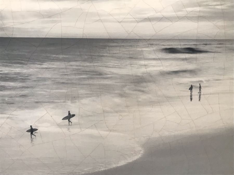 Surfers Before The Storm Canvas Print With Silvered Wooden Frame 40 X 40 [Photo 5]