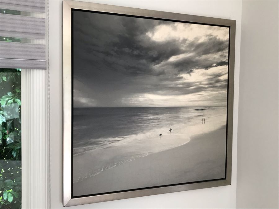 Surfers Before The Storm Canvas Print With Silvered Wooden Frame 40 X 40 [Photo 2]