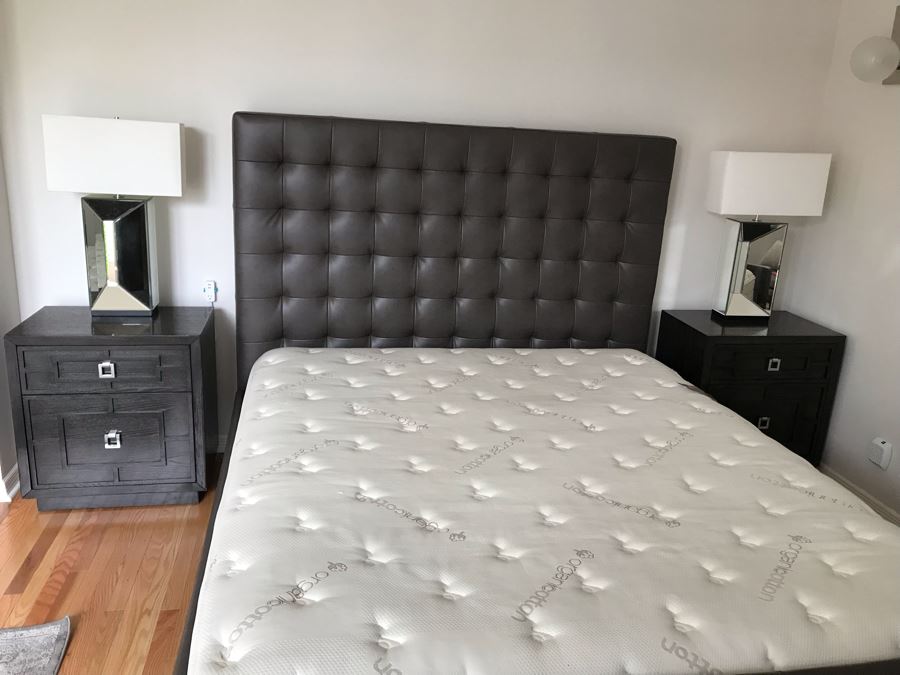 Tufted Padded Bed Headboard And Footboard With Saatva Ultra-Premium Luxury Mattress With Organic Cotton 76W X 96L X 62H [Photo 12]