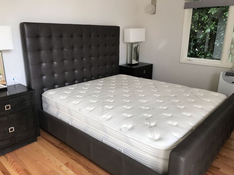 Tufted Padded Bed Headboard And Footboard With Saatva Ultra-Premium ...