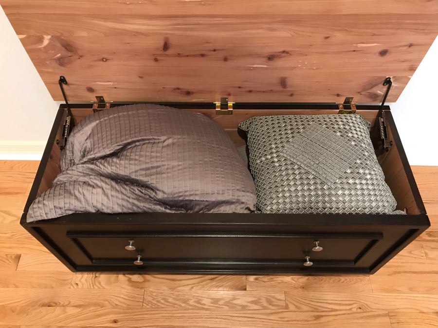 Cedar Hinged Trunk With Various Throw Pillows 40W X 16D X 19H [Photo 7]