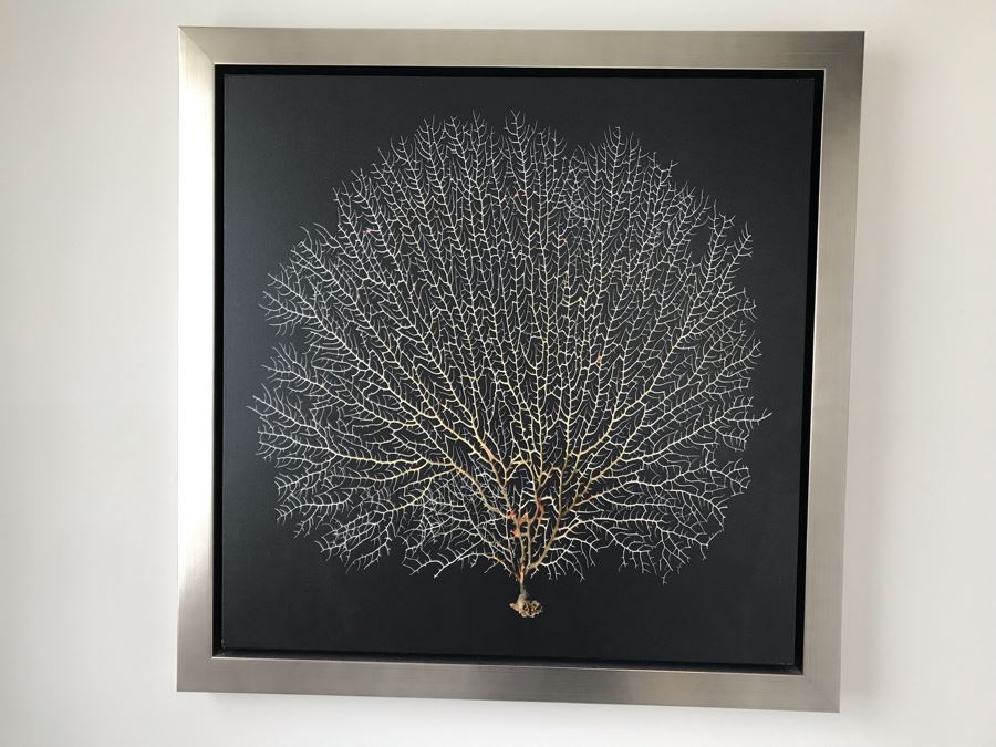 Coral Print Wall Artwork In Silvered Wooden Frame 28 X 28 [Photo 1]