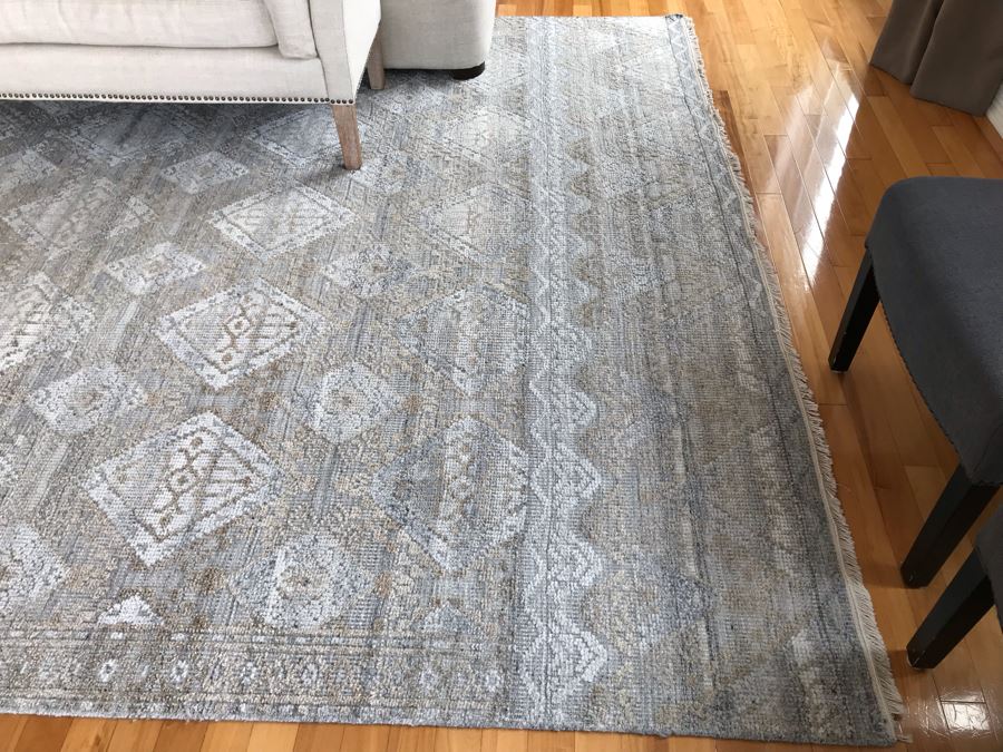 Wool Area Rug Granite Sand Color Idris Collection From India 8'5' X 11'8' [Photo 6]